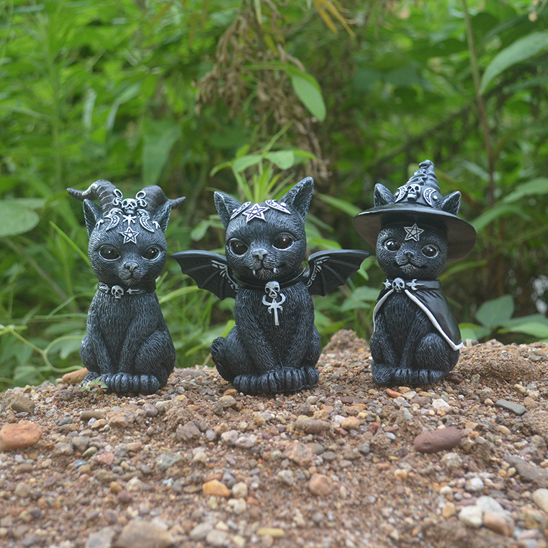 Bonsai Garden Desk - Halloween Magische Katze Harz Handwerk Figuren