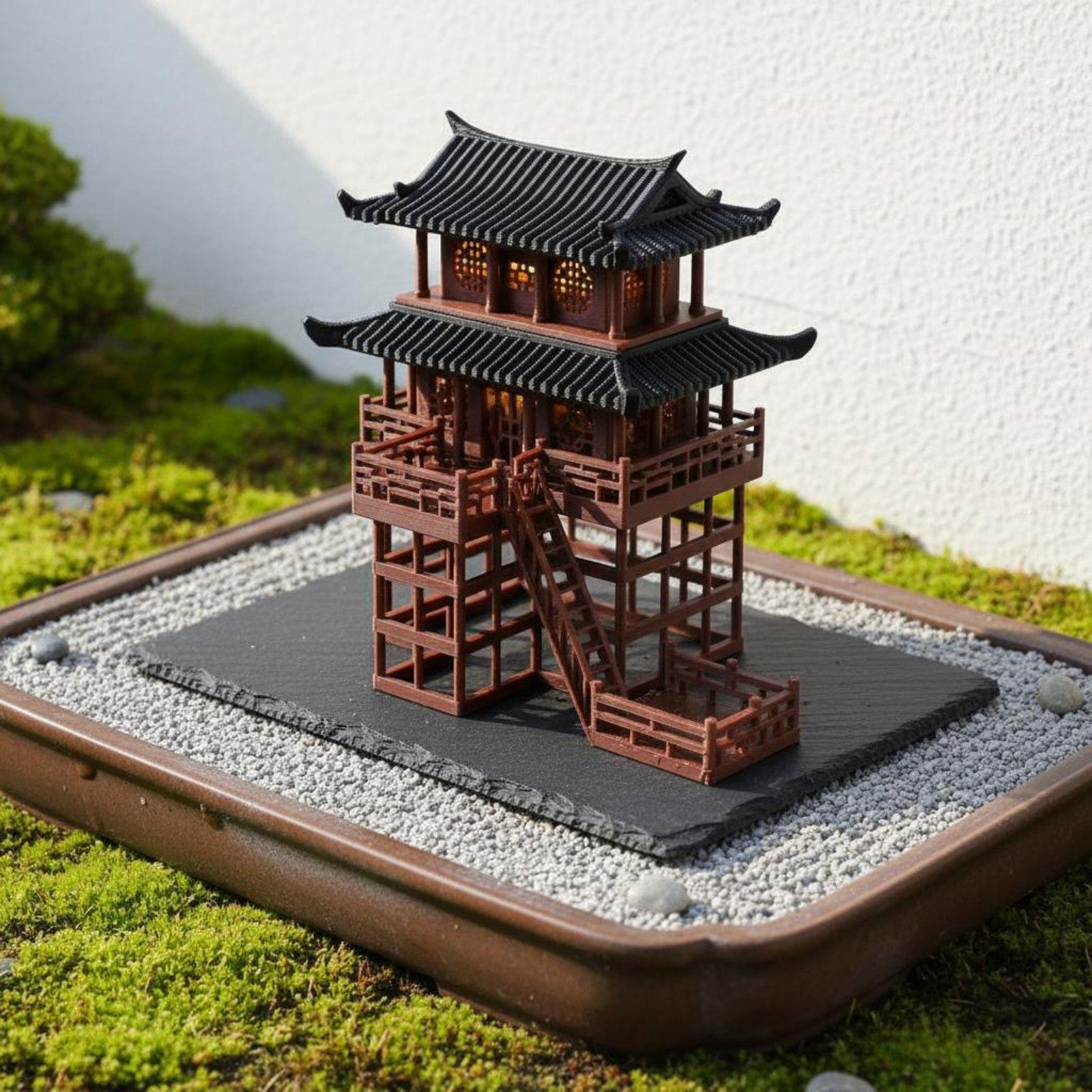 Bonsai Gardener - Bonsai Haus Tischdekoration Plastik-Pagode Mini-Mikrolandschaft Wohnakzent